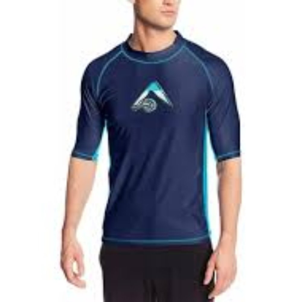 Kanu Surf Men's Twister UPF 50 Short Sleeve Sun Protective Rashguard Swim Shirt